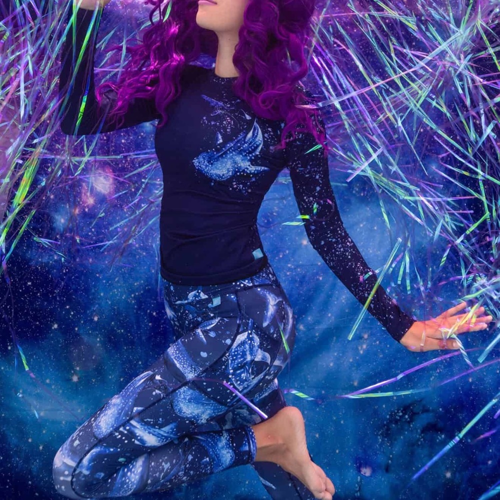 Spacefish Army Eco-Friendly Whale Shark Wonderland Leggings Size 2X Plus NWT